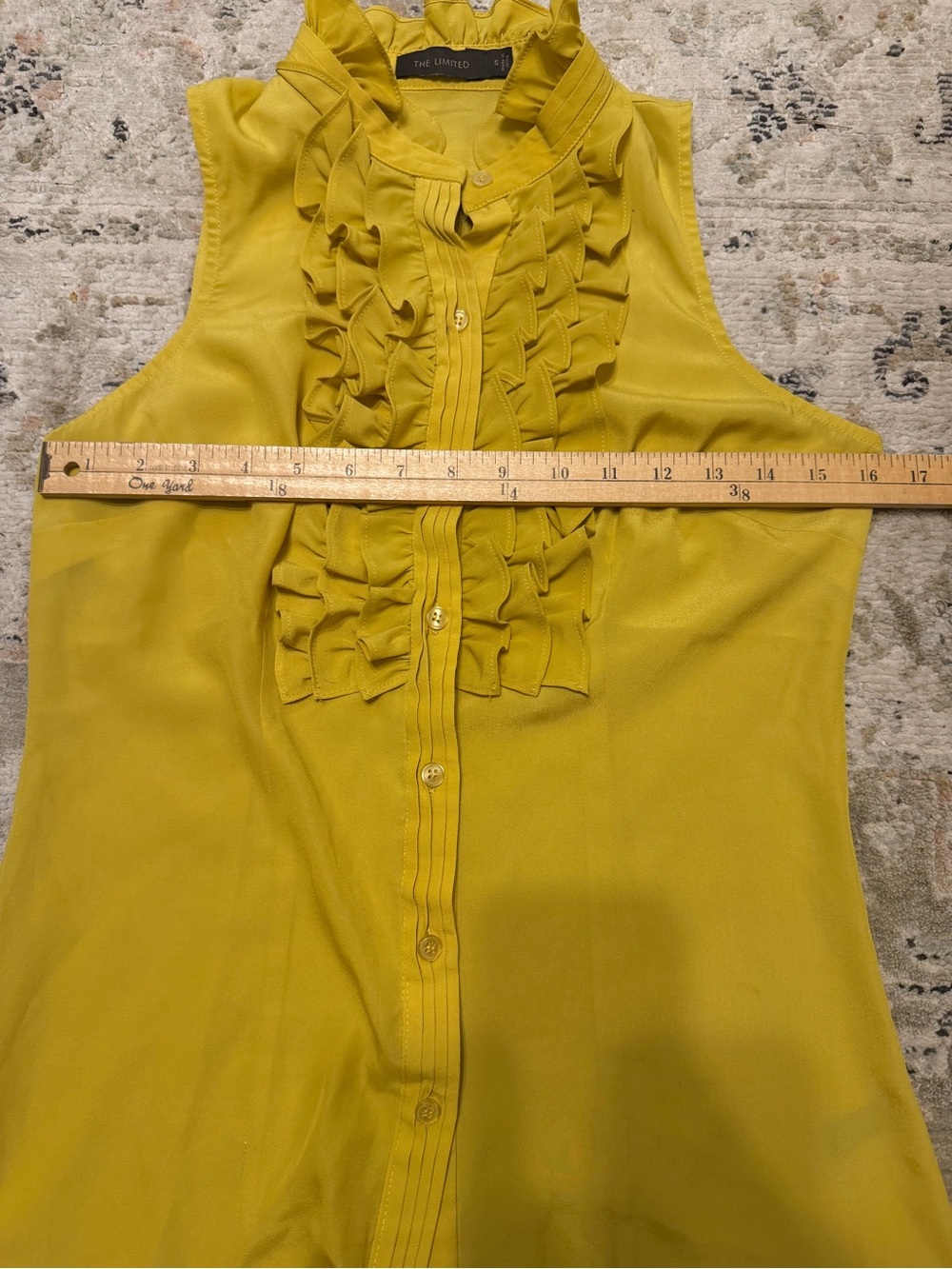 The Limited Mustard Ruffle Front Sleeveless Blouse - Picture 6 of 7